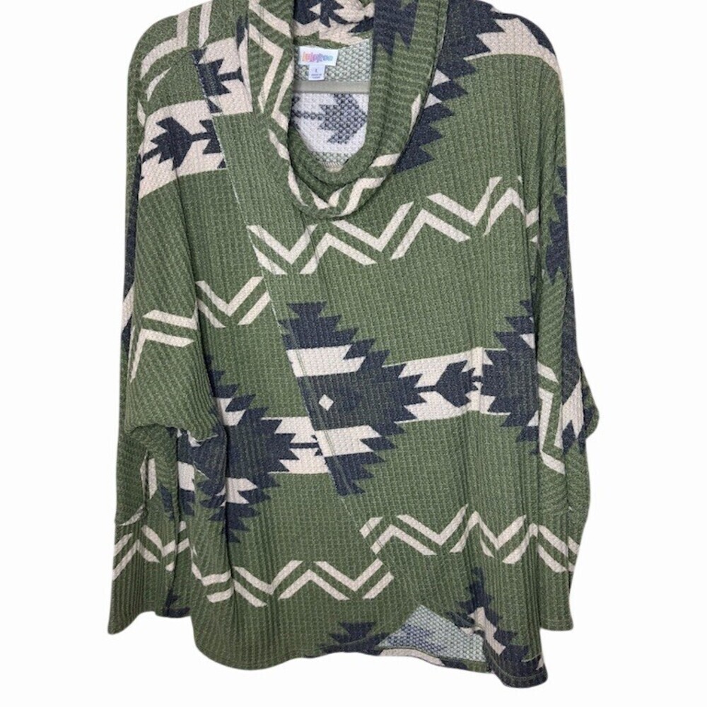 LuLaRoe Tunic Top Womens Size L Aztec Southwestern Geometric Cowl Neck